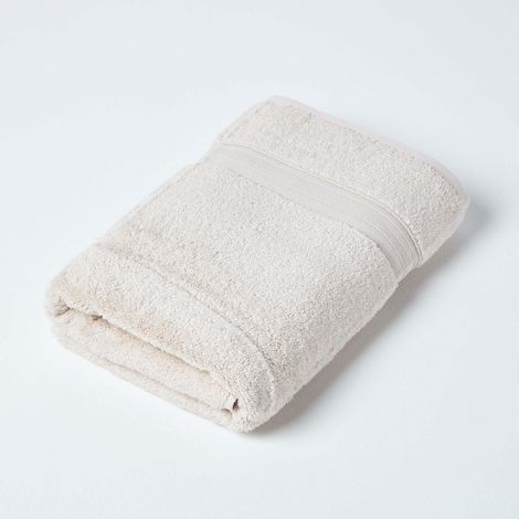 HOMESCAPES Zero Twist-Badehandtuch aus Supima-Baumwolle, beige