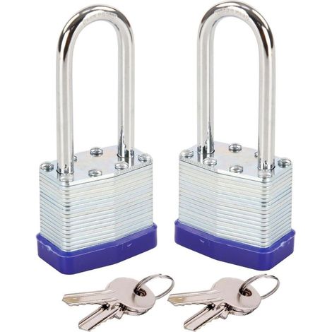 Cadenas robuste à clé identique, corps en acier laminé de 40 mm (1-9/16"), anse extra longue de 6 cm (2-3/8") (1/4)