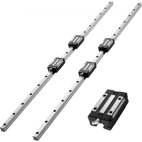 Kit de Riel de Guía Lineal HGR20 2 Rieles 1000 mm, Eje Lineal con 4 Bloques Deslizantes con Rodamientos, Antioxidante y de Alta Precisión, para Bricolaje, Fresadoras CNC, Tornos, Impresoras 3D (1/5)