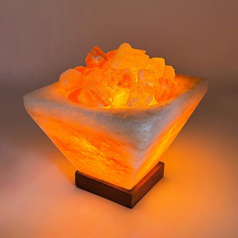 Lampada di Sale Himalayano Rosa naturale Braciere Piramide Capovolta 3-5Kg