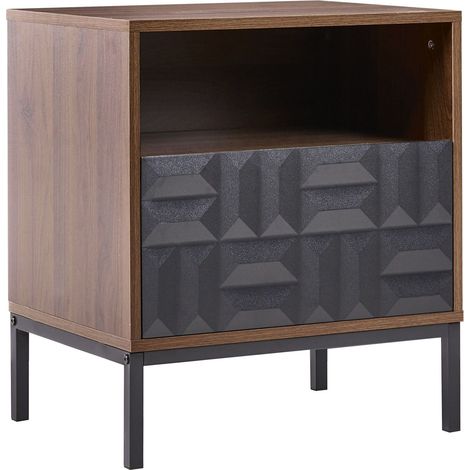 Nachttisch mit 1 Schublade CARAQUET Dunkelbraun