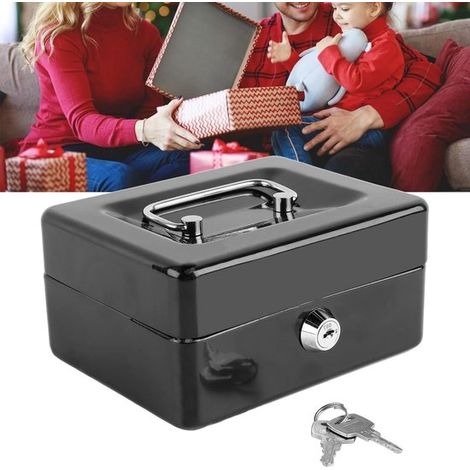 Caja fuerte ignífuga para dinero en efectivo, caja de almacenamiento metálica para llaves, dinero, documentos, hogar y coche (1/5)