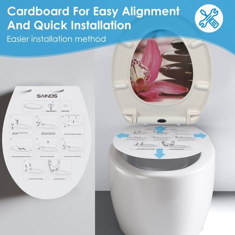 Abattant WC ovale en duroplast avec mécanisme de fermeture freinée, motif spa zen (1/5)