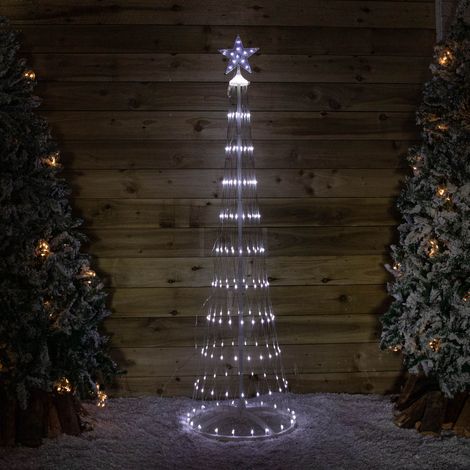1.8m Light up Christmas Cone Tree with 220 White LEDs and Timer Function (1/5)