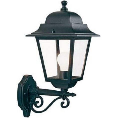 Applique Grande In Alto Esterno Quadrata Alluminio E Vetro Nero 1 Luce E27 (1/6)
