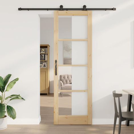 Puerta Deslizante ORKDAL Marrón 78 x 232 cm Madera y metal vidaXL (1/5)