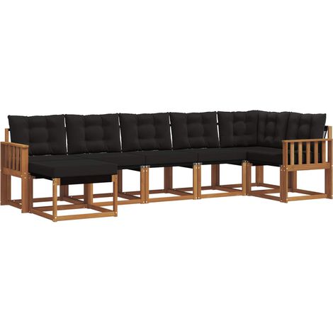 Outdoor Sofa Set with Cushion 7 pcs Natural and Black vidaXL (1/5)