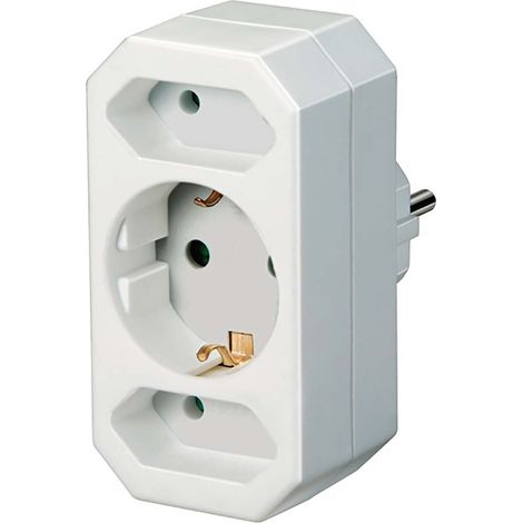Mehrfachsteckdosen steckdosenadapter 3 fach mit erhohtem beruhrungsschutz 2 x euro steckdosen 1 x schutzkontaktstecker wei 8830