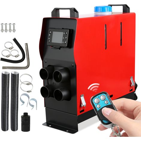 Jiubiaz 12 V Diesel Standheizung 8 kW Vertikal Luftheizung Dieselheizung Air Heater für Auto LKW Wohnmobil Camper Bus mit LCD-Display Fernbedienung Rot (1/5)