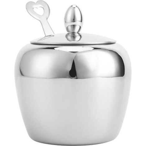 Sucrier avec lèvre, bol de poivre de sel pratique, sucrier en acier inoxydable, incassable pour la maison de café (1/4)