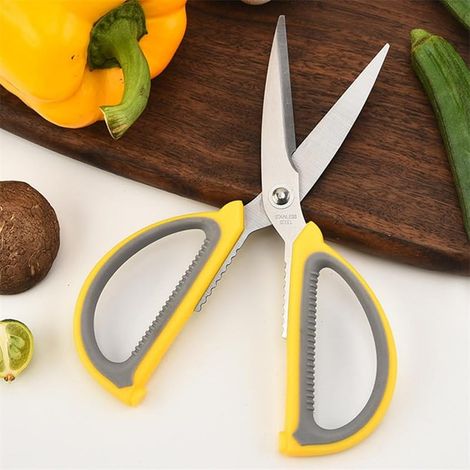Ciseaux de cuisine multi-usages - 1 pièce, 19cm acier inoxydable tranchant viande nourriture papier - Inox (1/5)