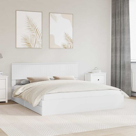 vidaXL Lit de Rangement Blanc 180 x 200 cm Bois d'ingénierie (1/5)