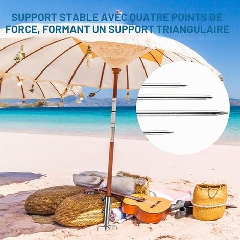 Parasol Stand, Parasol Stand with Pegs, Removable Parasol Stand, Beach Umbrella Feet with Ground Anchor for Garden, Lawn, Beach, Fishing (1/4)