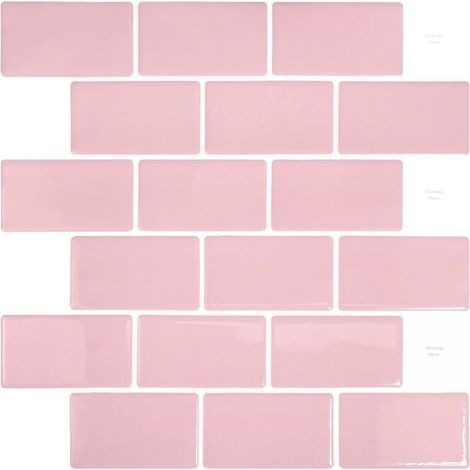 Memkey – Carrelage autocollant métro rose 30.5x30.5cm – Crédence adhésive cuisine et salle de bains – Vinyle 3D facile à installer (1/4)
