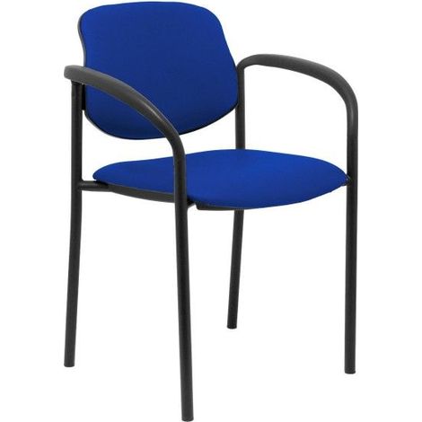 Piqueras y crespo Villalgordo Silla confidente de 4 patas, con brazos y estructrua negra tejido similpiel azul