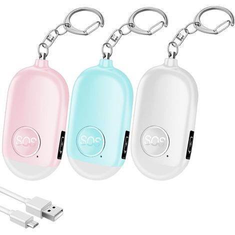 Alarme anti-attaque personnelle avec porte-clés, alarme de poche 130 dB, adaptée aux femmes, aux enfants et aux personnes âgées, pack de 3 (1/5)
