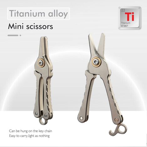 Mini Ciseaux Polyvalents en Titane avec Porte-clés - Tondeuse à Poils, Barbe et Sourcils pour Hommes et Femmes (1/5)