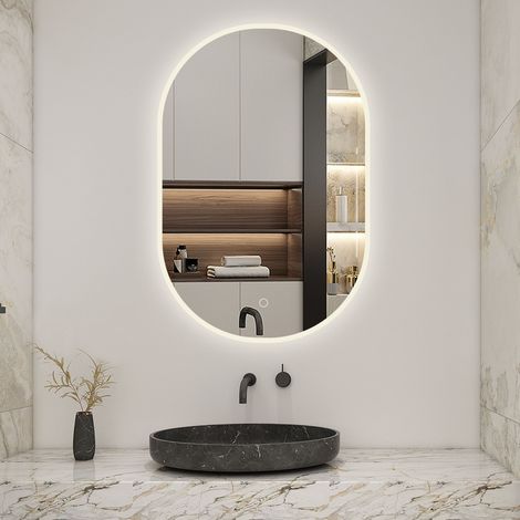 1000x600mm Oval LED mirror with 3 colors brightness and temperatures,Anti-fog,Memory Function