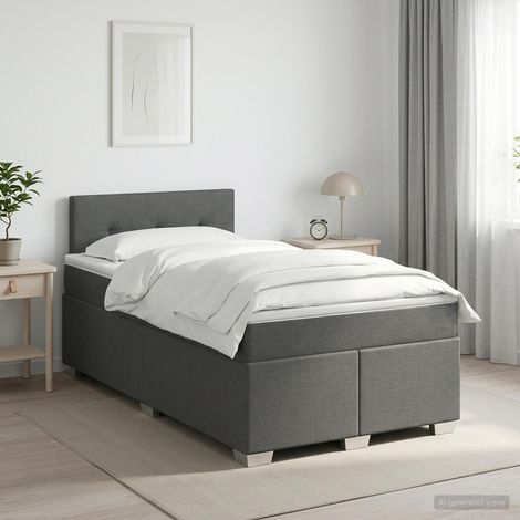 Cama box spring con colchón Gris oscuro 120 x 190 cm Tela (1/5)