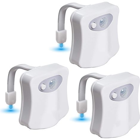 Lampe De Nuit Pour Toilette - Détecteur De Mouvement - 8 Couleurs - Alimentation Par Piles AAA - Flexible PVC - Pour Salle De Bains - Lot De 2 (1/5)