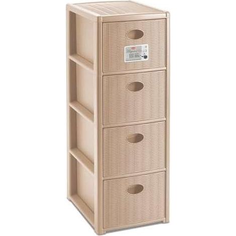Stefanplast Cassettiera 4 posti Elegance Cashmere 30x40 H80 cm - Polipropilene - Super resistente - Fornita montata
