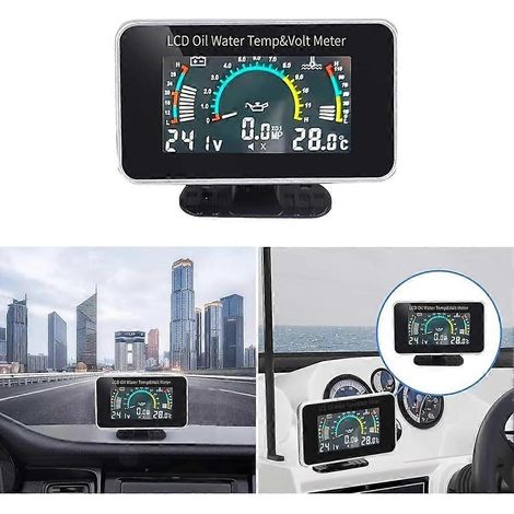 3-in-1-LCD-Digitalanzeige für PKW/LKW: Voltmeter, Öldruck, Wassertemperatur. Universelles Multifunktionsgerät. (1/5)