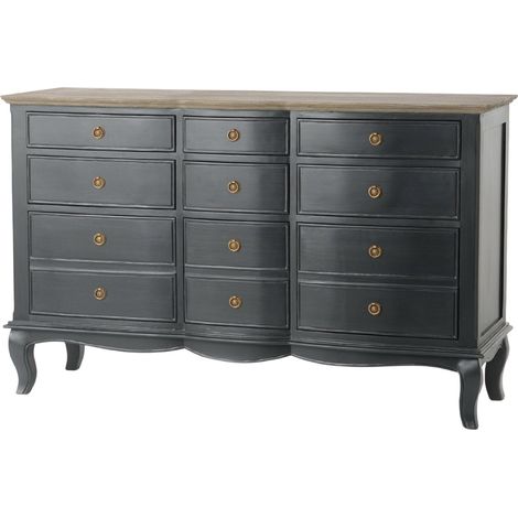 Amadeus - Commode 9 tiroirs grise en bois L140 cm Maddy (1/4)