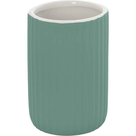 Portaspazzolini bagno da appoggio verde in ceramica soft touch Spring (1/5)