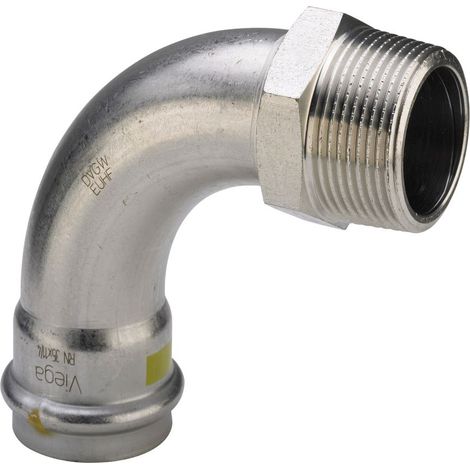 Viega Sanpress Inox G-Übergangsbogen 90 Grad, d 18mm, R 1/2 Stahl nichtrostend Modell 0214, 486006 (1/2)