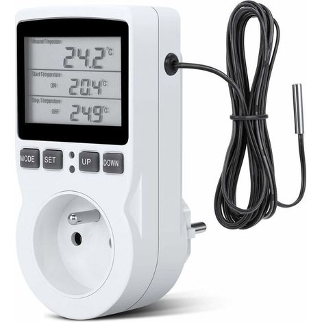 Prise Minuteur Digital, Prise Programmable Digitale avec Sonde, Minuterie Numérique Programmable, Prise Thermostat chauffage pour Serre (1/4)
