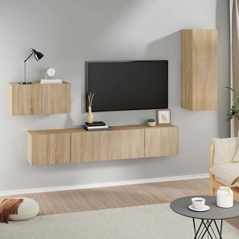vidaXL 4 Piece TV Cabinet Set Sonoma Oak Engineered Wood (1/5)