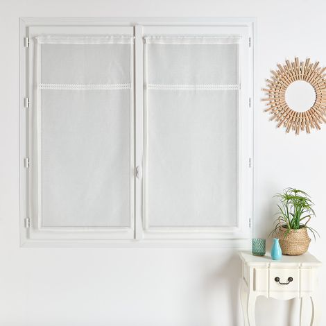 Paire de voilages avec ruban macramé Blanc cassé 60x160 cm (1/2)
