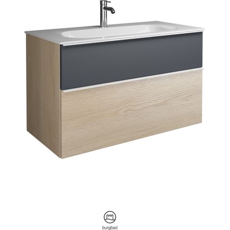 burgbad Fiumo Mineralguss-Waschtisch mit Unterschrank 82 cm, mit Griff G0200