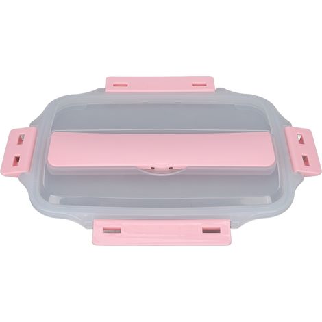 Isolierte Bento-Lunchbox mit 3 Fächern, auslaufsicher, aus Edelstahl 304, rosa, ideal für Schüler, Schule und Büro. (1/5)