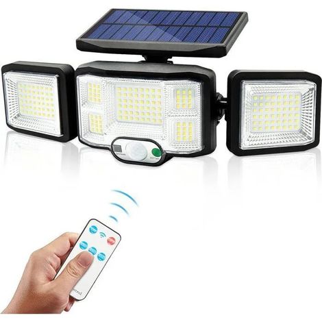 Solaire Lumiere Exterieur Applique Murale Luminaire LED 3 Têtes 192 LEDs Detecteur Mouvement IP65 Etanche Lampe à Énergie ODIPIE (1/4)