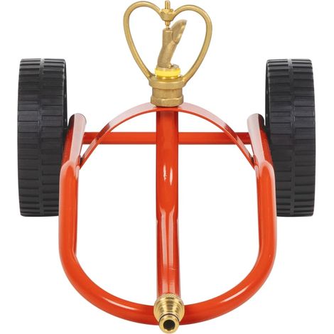 Traîneau d’arrosage sur roues avec tête rotative en acier rouge CFW518370 (1/5)