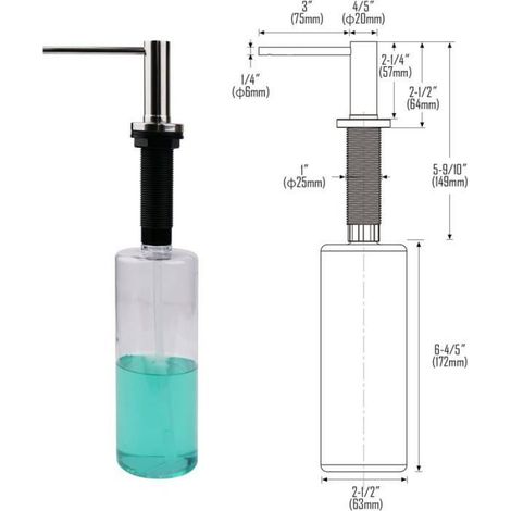 Distributeur Savon Encastrable - Acier Inoxydable SUS304 - Pour Cuisine Et Salle De Bain - 500 ML (1/3)