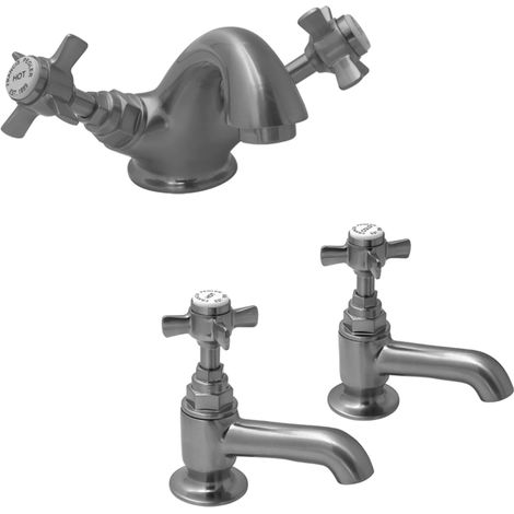 Francis Pegler Sequel Basin Mono Mixer & Bath Taps Set in Brushed Nickel Finish (1/5)