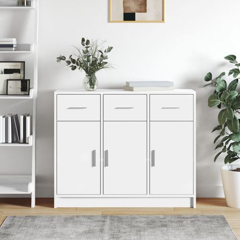 vidaXL Credenza Bianca 91x28x75 cm in Legno Massello di Acacia
