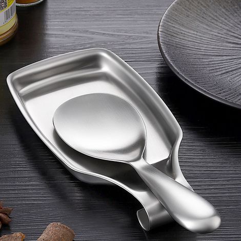 Repose-cuillère en acier inoxydable, support pour spatule, louche, brosse et ustensiles de cuisine (1/5)