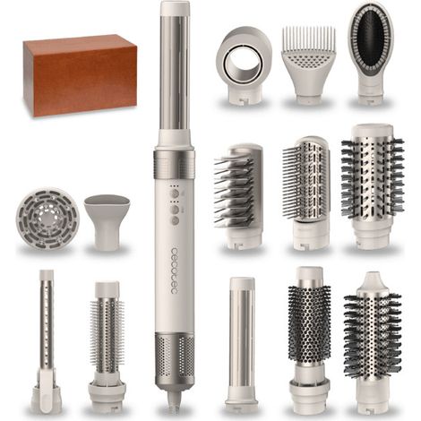 Cecotec Bamba CeramicCare 14in1 Herramienta de peinado con múltiples accesorios Champán 1400 W 1,8 m (1/4)
