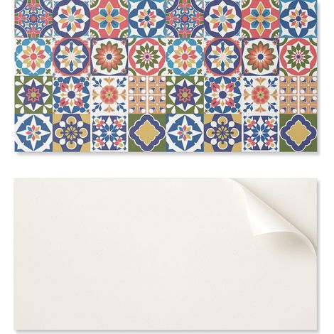 Baldosas de vinilo autoadhesivas con dise帽o de mosaico en cuadrados de 10x40x20 cm.
