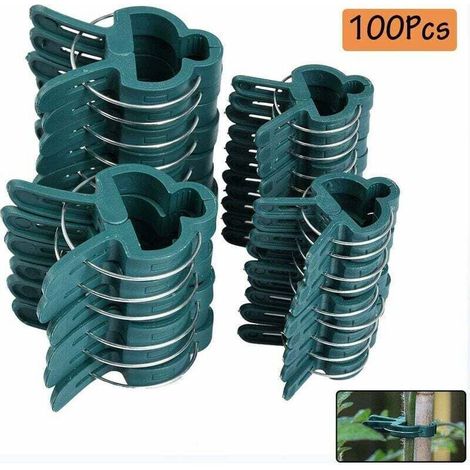 Tuteurs pour plantes 100 pièces Clips pour plantes Clips stables Clips pour plantes, 2 clips pour plantes de jardin réutilisables pour les petites et grandes pousses (1/5)