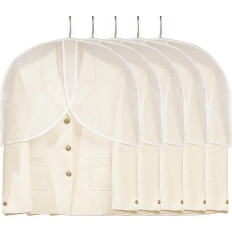 Lot de 5 sacs à vêtements anti-poussière transparents pour accrocher des vêtements dans les placards, le rangement, les jakets, les robes, les housses de vêtements en PEVA (1/4)