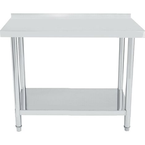 Bc-elec - WT2448B Tavolo da cucina, piano di lavoro con bordo in acciaio inox 120x60cm, ideale per cucina, ristorante, gastronomia, tavolo da taglio