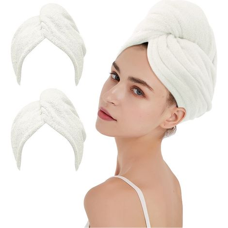 Lot de 3 serviettes en microfibre, ultra-absorbantes, adaptées à tous types de cheveux, avec boutons pour un séchage rapide, 65 x 25 cm, coloris 3 (1/5)