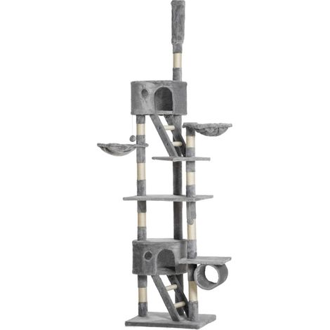 CHICFURN Tiragraffi ad albero 60x45x240-260 cm grigio chiaro con fissaggio a soffitto (1/5)