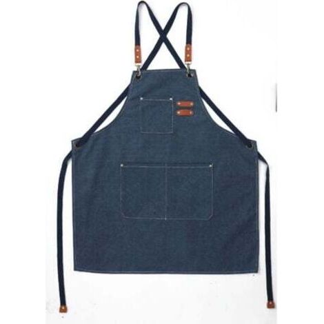 [JAMAIS UTILISÉ] (Bleu Marine)Tablier Cuisine Homme Tabliers en Toile avec 3 Poches Imperméable et Réglable Apron pour Barbecue, Restaurant,Jardin, Charpentier，78 x 68cm (1/4)