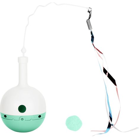 Distributeur de nourriture interactif pour chat, balle mangeuse électrique rotative avec bracelet vert (1/5)