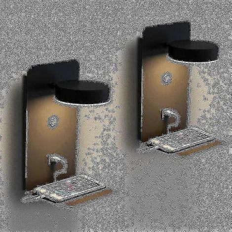 Juego de 2 apliques LED de pared con puerto USB, lámpara de lectura regulable de 12 W, rotación de 330°. (1/5)